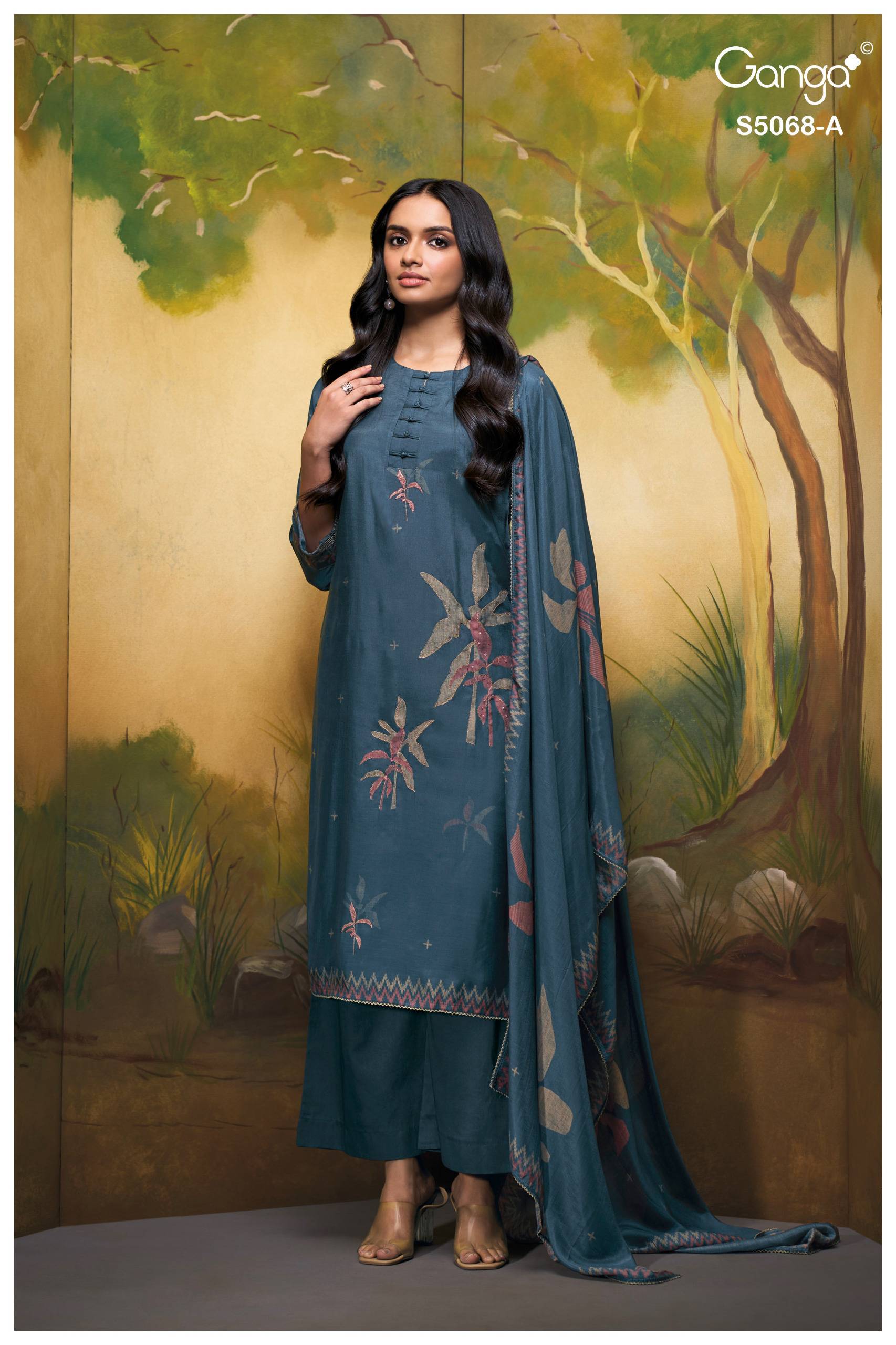 NYLAH 5068 SERIES BY GANGAFASHION Stylish Beautiful Colourful PURE BEMBERG SILK Dresses At Wholesale Price